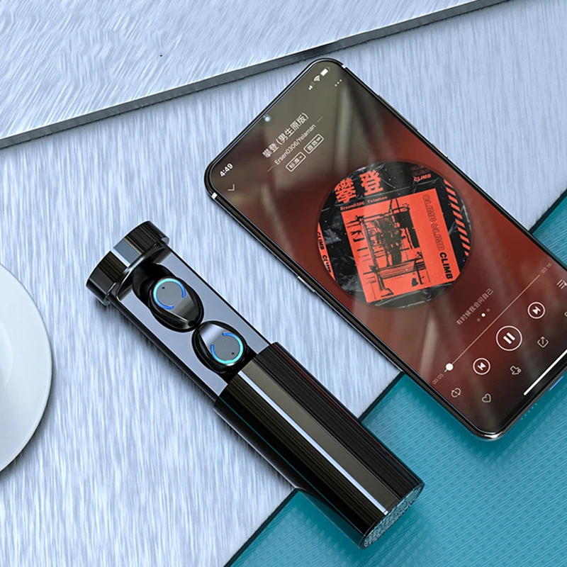 F9 Bluetooth 5 0 Earphone Lamp with Cylinder True Wireless Headset Earbuds Sports Mini Headphone with Mic Led Power Display