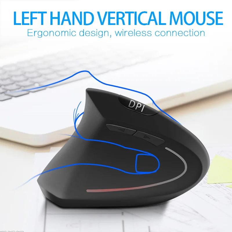 2020 New 2.4G Wireless Vertical Mouse Rechargeable Ergonomic Left Hand