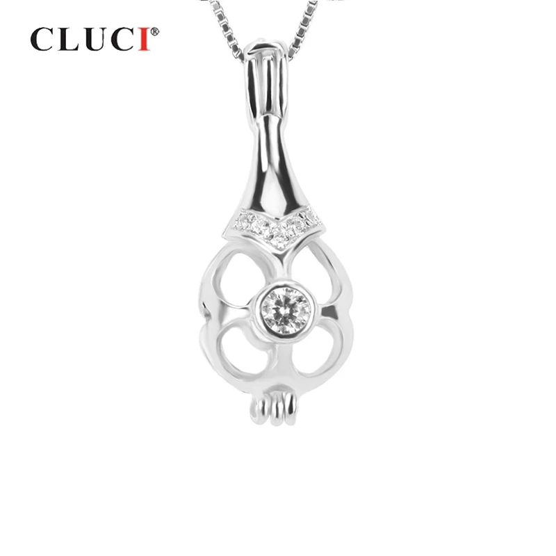 Серебряные подвески CLUCI 925 пробы кулон с жемчугом серебро клетка в форме клевера