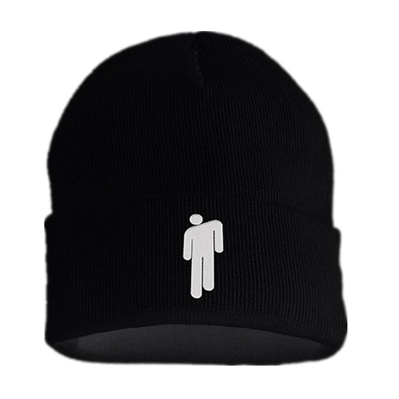Однотонный хип-хоп Повседневное манжетами шапки бини шапки Beanie Шляпа Для женщин Для мужчин вязаное, тёплое, зимнее Шапки - Цвет: Черный