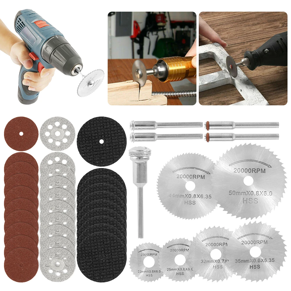 

41pcs HSS Mini Circular Saw Blade Set Resin Cut-Off Wheels Disc Diamond Cutting Blade Metal Cutter Power Tool for Dremel Drill