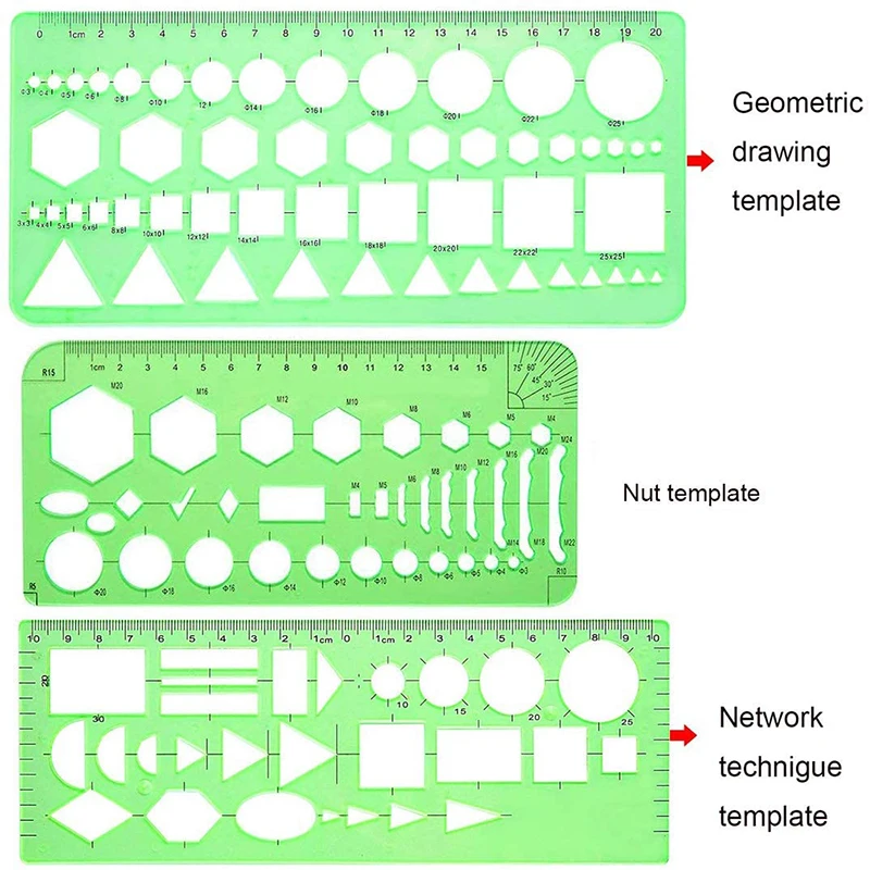 geométricas desenhos de medição de plástico modelos