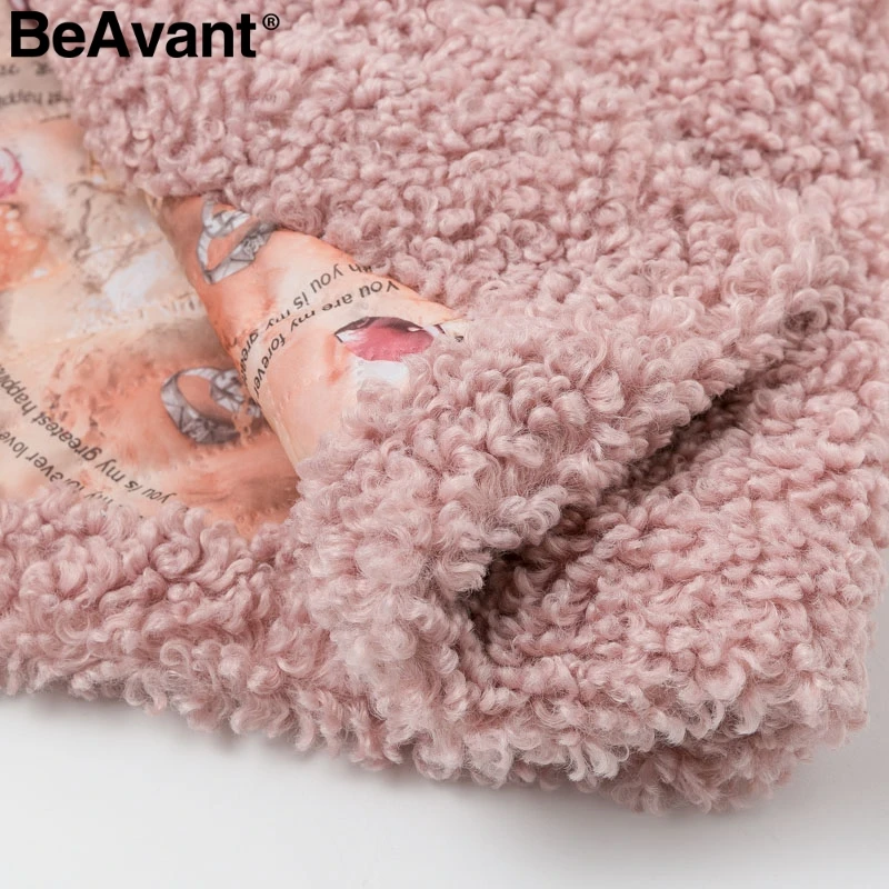 BeAvant Модное Длинное Пальто из овечьего меха для женщин толстый Рог пряжка карманы зимние теплые пальто повседневная Уличная женская верхняя одежда