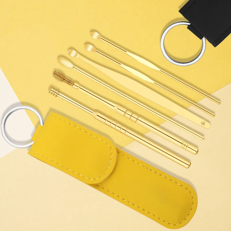 

6/10 pieces/set of stainless steel ear care kit 360°spiral ear pick ear wax cleaning tool ear multifunctional portable ear pick
