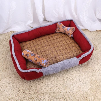 

All Seasons Pet Nest Dog Bed Soft Cat Mat for Large Medium and Small Pets Bone Toys Rattan Mat Blanket Breathable Moisture-proof