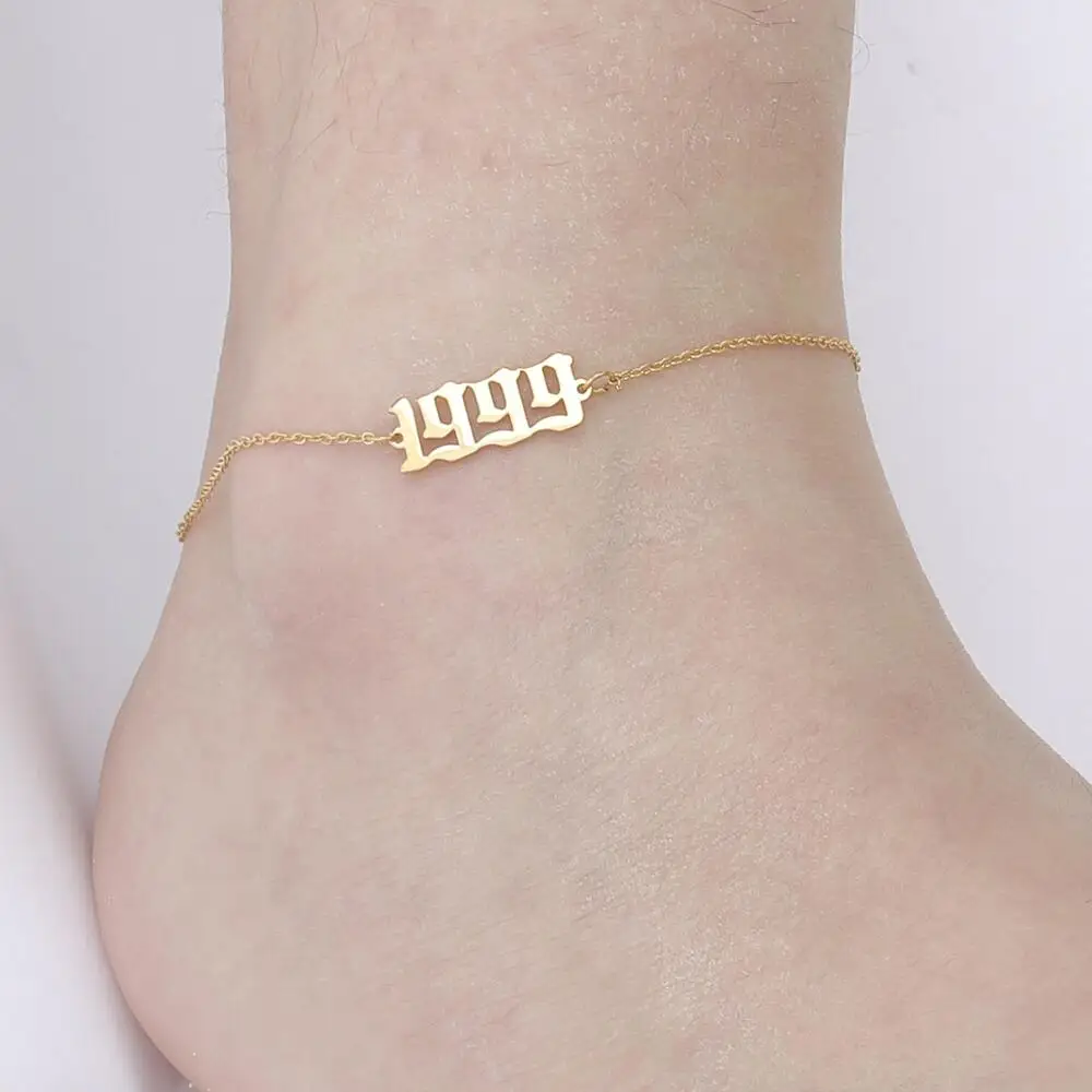 Cazador Birth Year Ankle Leg Stainless Steel 1980-2020 Number Anklet Summer Beach Barefoot Sandals Ankle On The Women Ankle Gift Cazador Birth Year Ankle Leg Stainless Steel 1980-2020 Number Anklet Summer Beach Barefoot Sandals Ankle On The Women Ankle Gift