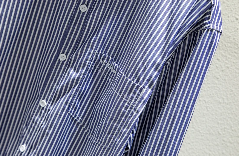2019FW, лучшая версия, Vete, для мужчин, ts, сотрудничество, рубашка, негабаритная, в полоску, пэчворк, сшитая, для женщин, мужчин, рубашки, хлопок, повседневные рубашки