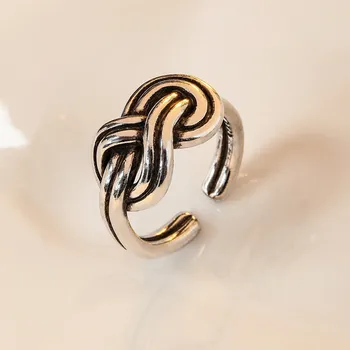 

New Fashion 925 Sterling Silver Rings For Women Jewelry Charm Ancient Silver 8 Knot Ring Female Finger Accessories Princess Gift