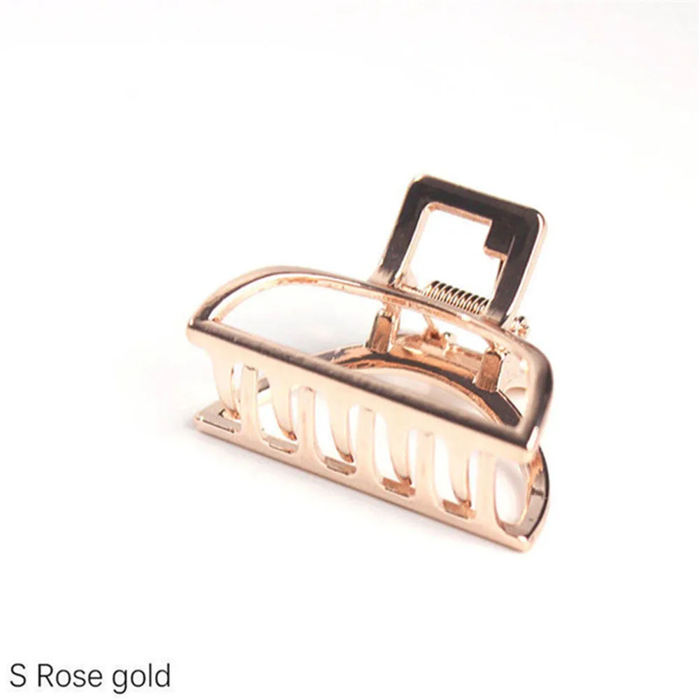 S-rose gold Женские Геометрические зажимы для волос в форме краба в форме Луны, заколки для волос в форме краба, однотонные аксессуары для волос, заколка для волос большого/мини размера - Цвет: S-rose gold