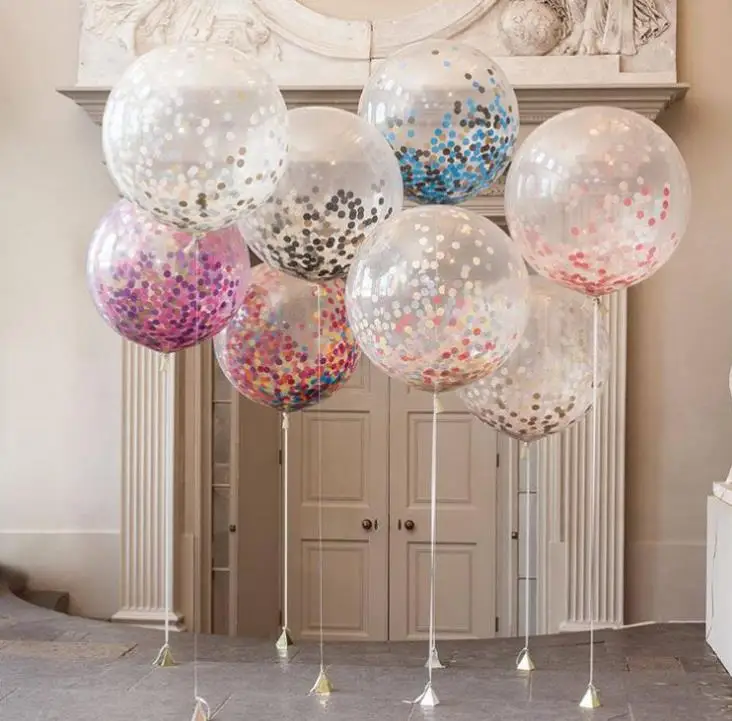 

36-inch round transparent paper balloon wedding Party Decoration layout large confetti balloons wholesale SN1345