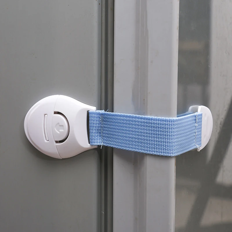 Child Safety Lock Baby Protection Anti-Pinch Hand Cabinet Door Drawer Lock Color Webbing Safety Cloth Belt Lock Plastic Latch