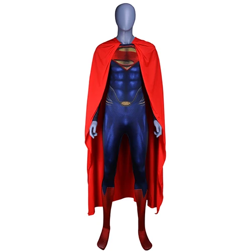 Костюмы Супермена для костюмированной вечеринки для мужчин и детей костюмы супергероя костюмы Супермена На Хэллоуин костюм зентай плащ - Цвет: Bodysuit and cape