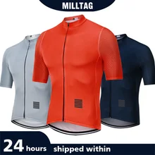 

MILLTAG Men Cycling Jersey 2022 Short Sleeve MTB Road Bike Jersey Stripes Breathable Mountain Bicycle Jersey Maillot Ciclismo