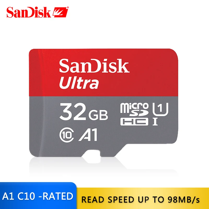 SanDisk MicroSD 16 Гб оперативной памяти, 32 Гб встроенной памяти, слот для карт памяти 64 ГБ 128 ГБ 256 ГБ до 100 МБ/с. TF карты Class10 картридер 2 микро-sd карта SDXC для планшета/смартфона