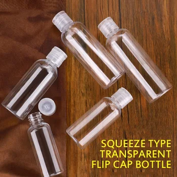 

5Pc Transparent Plastic Bottle Mini Refillable Clamshell Container Outdoor Empty Bottle Portable Cosmetic Dispensing Container