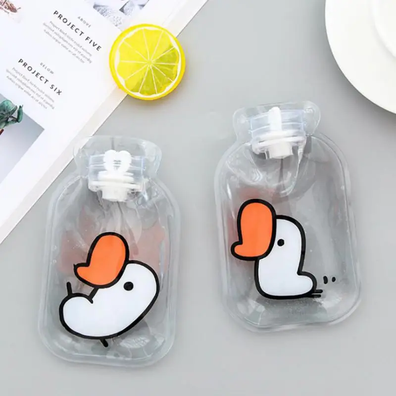 

Cartoon Clear Hot Water Bottle Portable Hand Feet Warmer Water Injection Bag Winter Gift Good Sealing