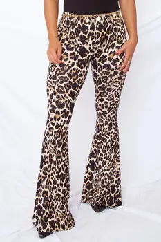 

Punk Style Woman Pants Leopard Retro Flare Trouser Female High Waist Pants Woman