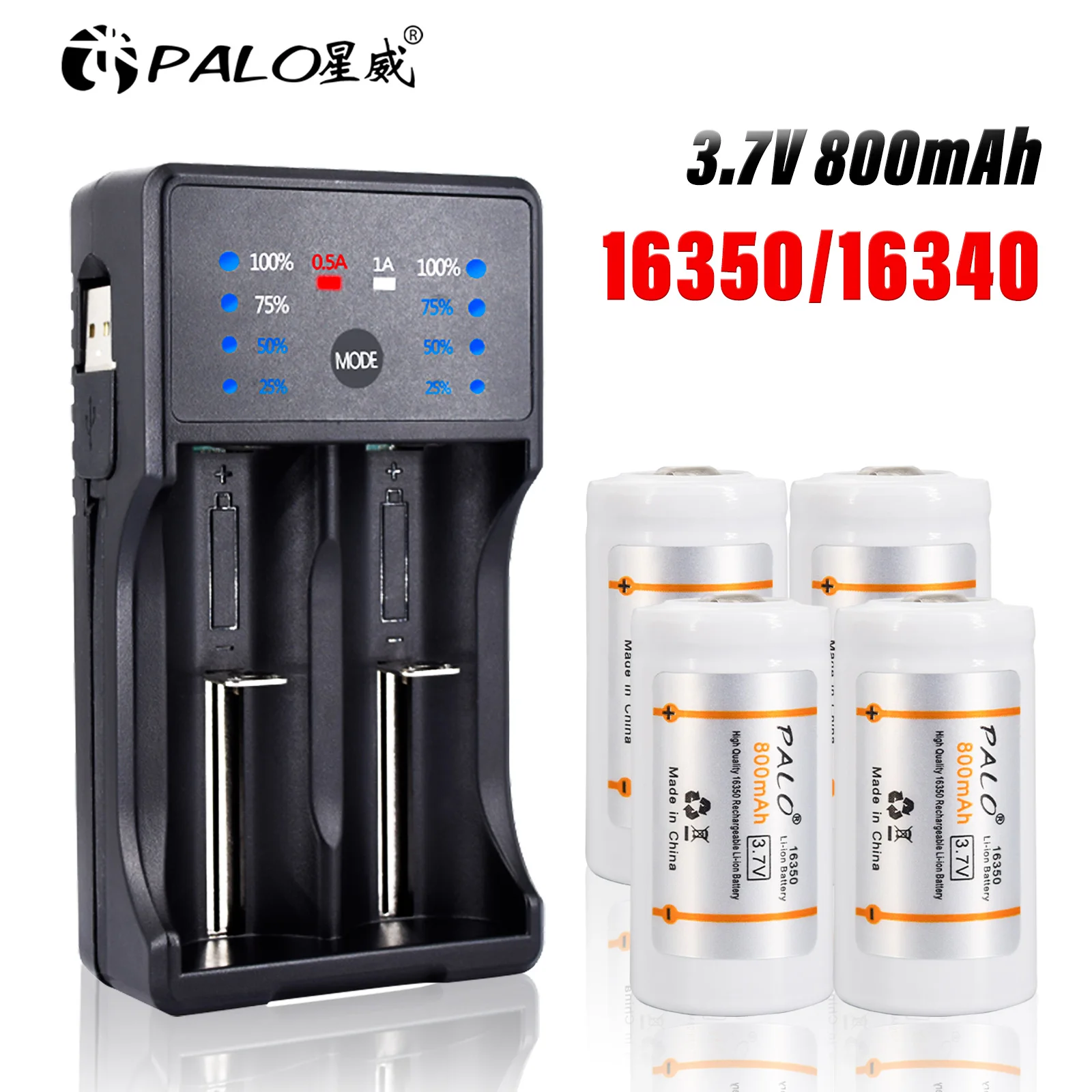Batterie Ricaricabili 3.7 Mah Cr123A Cr17345 Della Batteria Ricaricabile 16340 16350 Agli Ioni Di Litio 800 V Per La Torcia Elettrica Principale Arlo 