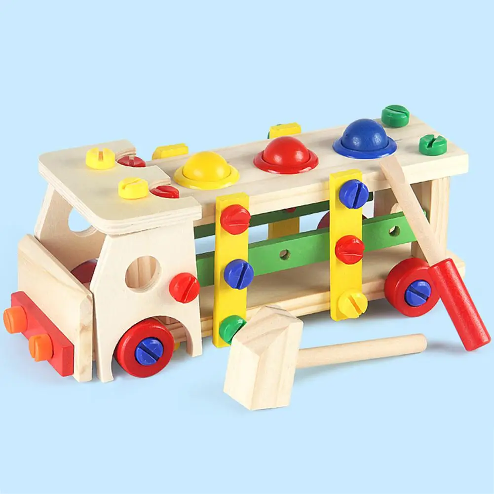  Disassembly Nut Screw Car Wooden Split Assembled Tool Combination Toy Car Interactive Teaching Aid - 4000410853516