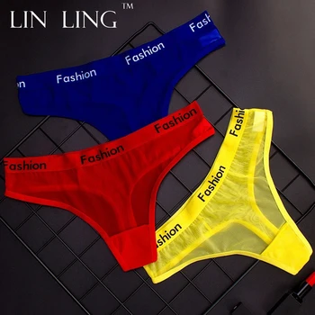 

2 Pieces Sexy Transparent Thong Hollow Mesh Underwear women Low-rise Tempting Lingerie Female Briefs Lady Panties New arrival