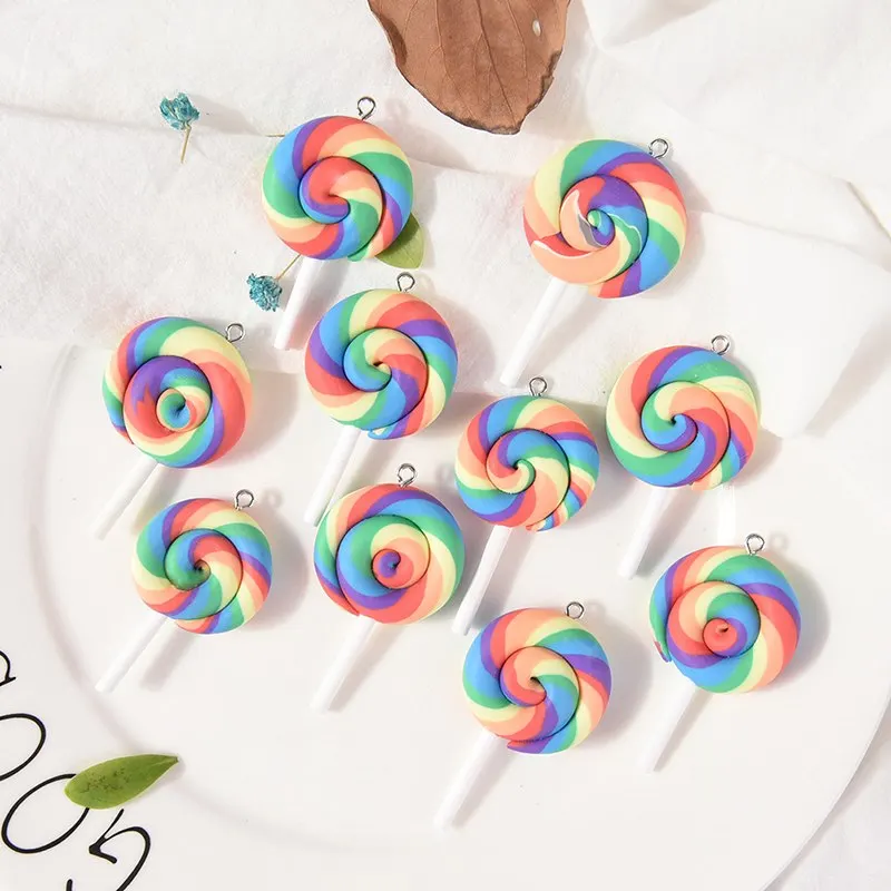 

10Pcs/lot Cute Soft DIY Pottery Lollipops Charms Personality Bottle Pendants Resin DIY Decoration Earrings Necklace