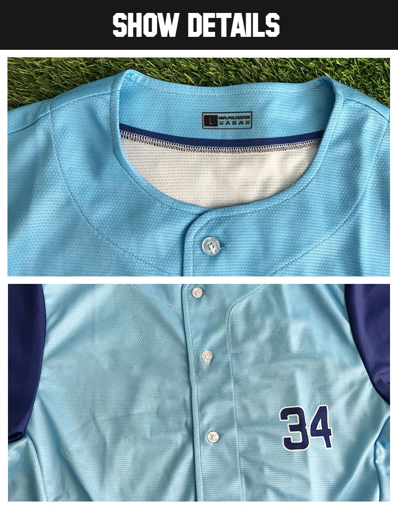 Customized Accepted Any Logo Digital printing Adult Size Baseball Shirt