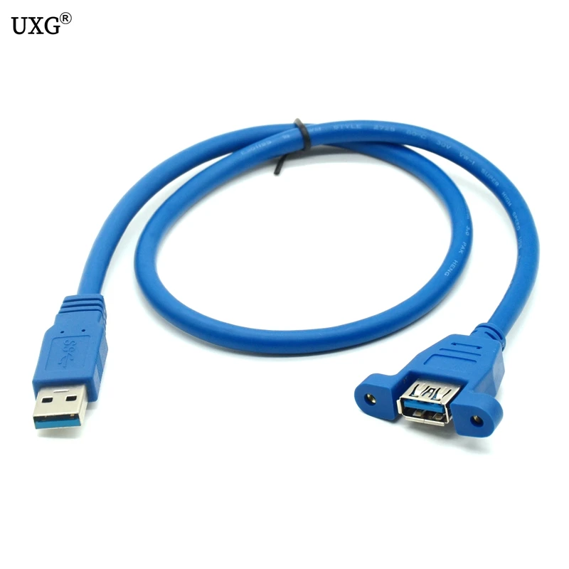 Cavo USB 3.0 Montaggio A Pannello Maschio-Femmina – 5 Metri, Con Fori Per Viti M3, Per PC Industriali E Progetti Fai-da-Te, Trasferimento 5 Gbps