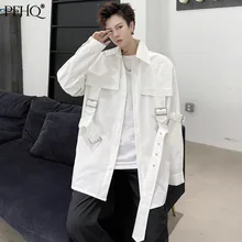 PFHQ – chemisier surdimensionné à manches longues pour homme, Streetwear, noir et blanc, Design Patchwork, 2021, 21D450
