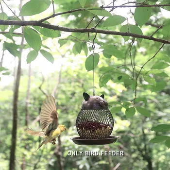 

Food Hanging Bird Feeder Patio Gift Handmade Decoration Water Garden Cat Shaped Vintage Iron Villa Antique Outdoor