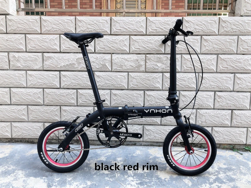 black red rim bike YNHON складной велосипед детский велосипед 14 дюймов одна скорость 16 дюймов три скорости мини тюнинг - Цвет: black red rim bike