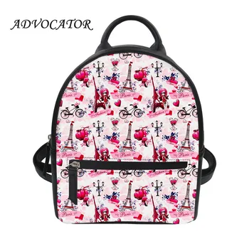 

Women PU Leather Backpack Eiffel Tower Print Kids Small School Backpack Teenager Girls Rucksack Shoulders Bags Mochilas Mujer