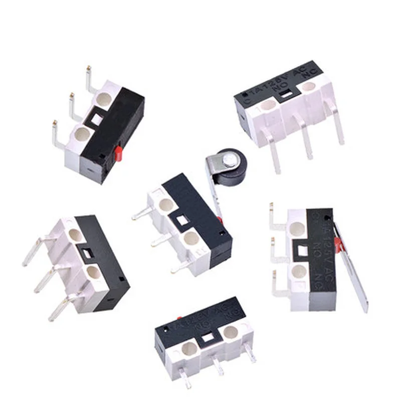 10 PCS Small Limit Microswitch Car Switch Scroll Wheel Microswitch Curved Foot Arc Handle Mouse Switch