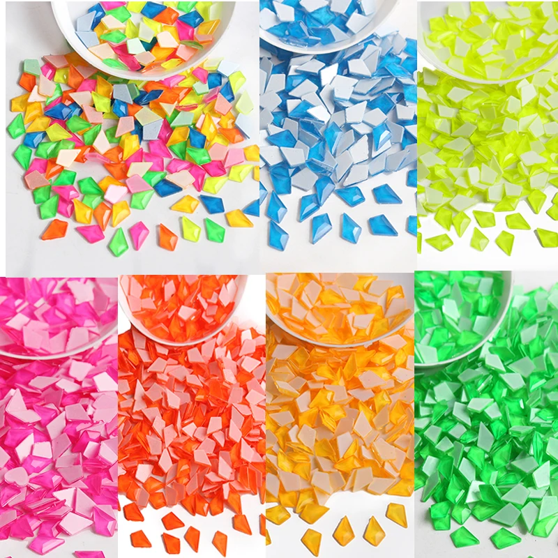 100/300 шт Разноцветные флуоресцентные Стразы для ногтей, неоновая одежда со стразами, 3D украшения для ногтей