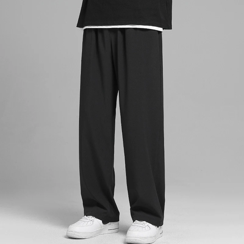 Casual Pants Men Baggy Solid Wide-leg Pocket-pants All-match Summer Breathable Japanese Style Hombre Trousers Fashion Bottom Ins
