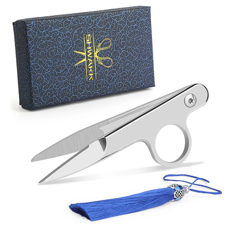 

SHWAKK Embroidery Scissors Stainless Steel Thread Nippers with Loop Edge Thread Nippers Sewing Scissors for Crafting Handcraft