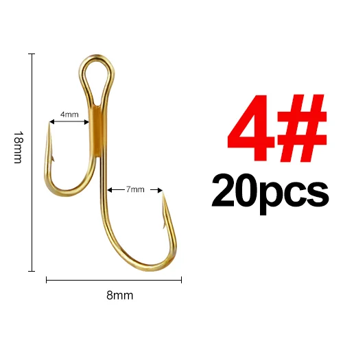 High Hook Bait And Tacklehigh Carbon Steel Twin Hooks For Predator Fishing  - 20pcs Barbed Golden Ryder Hooks