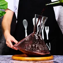 2000 мл тумблера раскачивается Графин для вина с жестким деревянным поддоном без свинца ручная выдувная Хрустальная стеклянная вращающаяся быстрая винная настольная графина