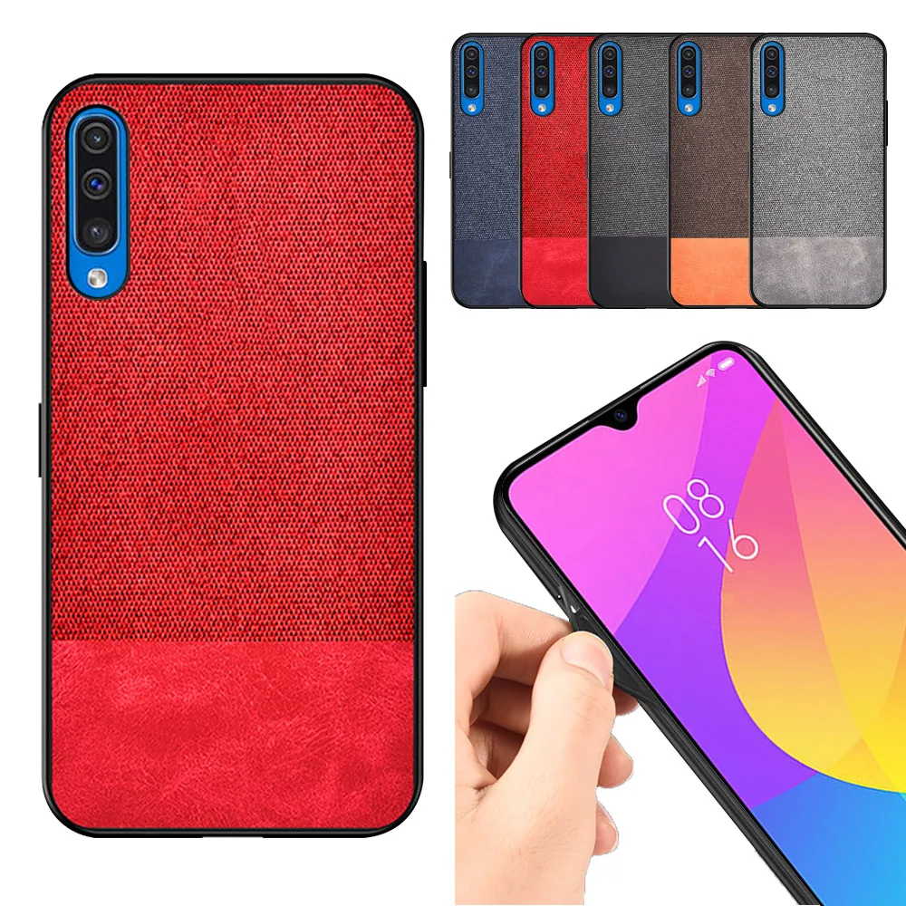 Для Xiaomi mi CC9e A3 Red 7A CC9 Lite задняя крышка тонкий ТПУ + PC ткань кожаный чехол с защитой