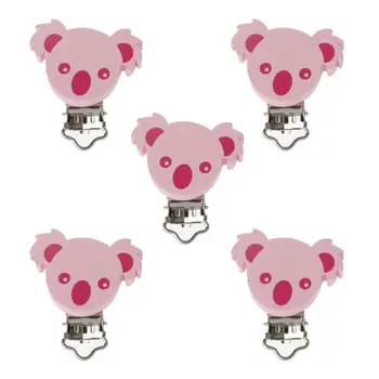 

5pcs Lovely Wooden Pacifier Clip Animal koala Baby Pacifier Clips Dummy Clips DIY Pacifier Chain Accessory
