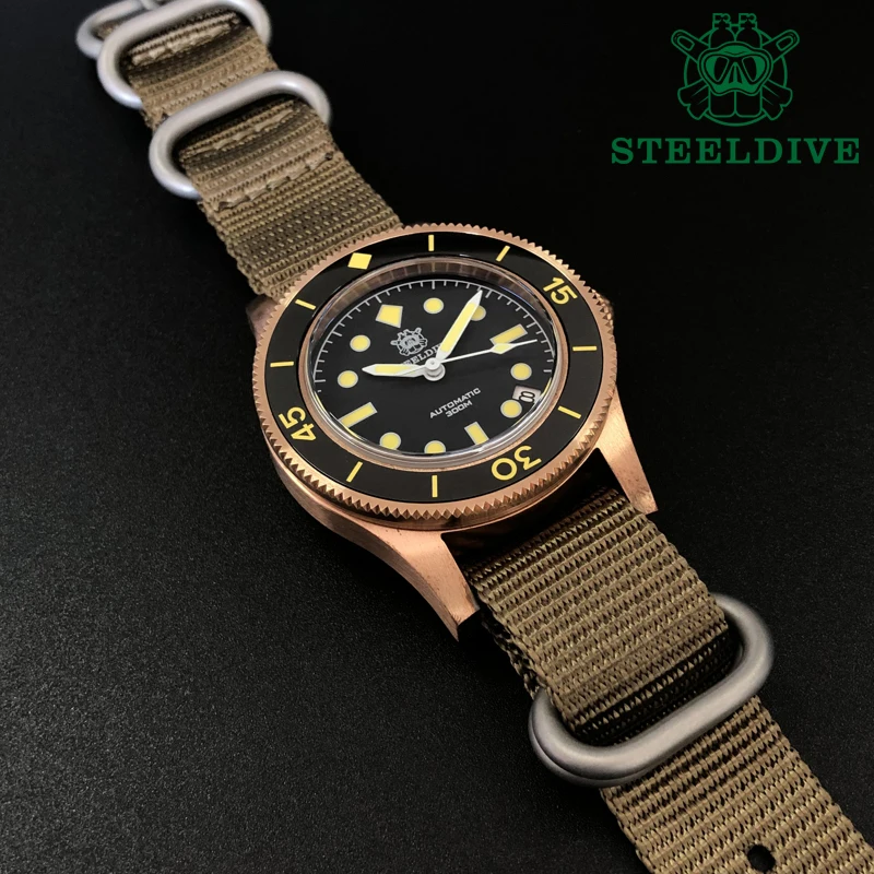 Для мужчин s Steeldive подводные часы Водонепроницаемый сапфир автоматические Япония