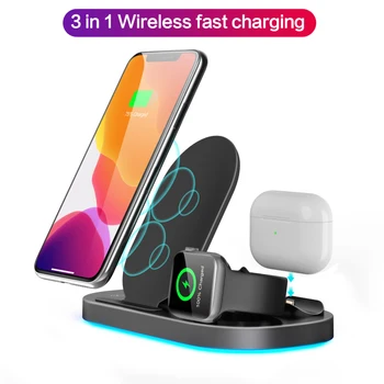 

3 in 1 Wireless Charger Stand Charging Dock for iPhone 11 XS XR X 8 AirPods Pro Charge Dock Station For Apple iWatch 5 4 3 2