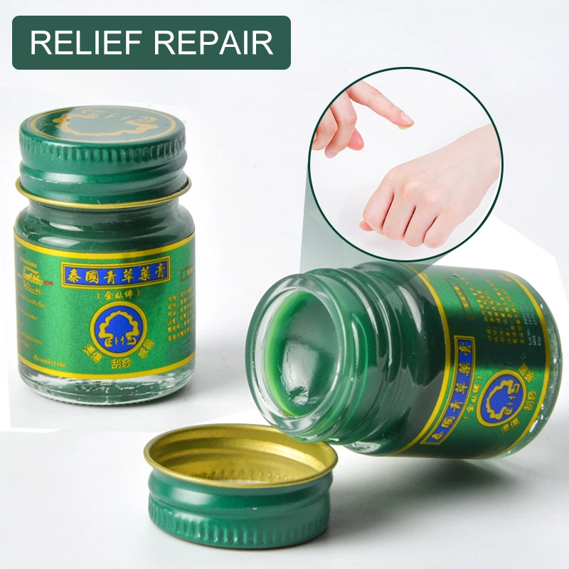 1pcs 15g Thailand Green Herbal Ointment Mint Cool Cream For Headache Toothache Dizziness Pain Relief Balm Medical Plaster P0052