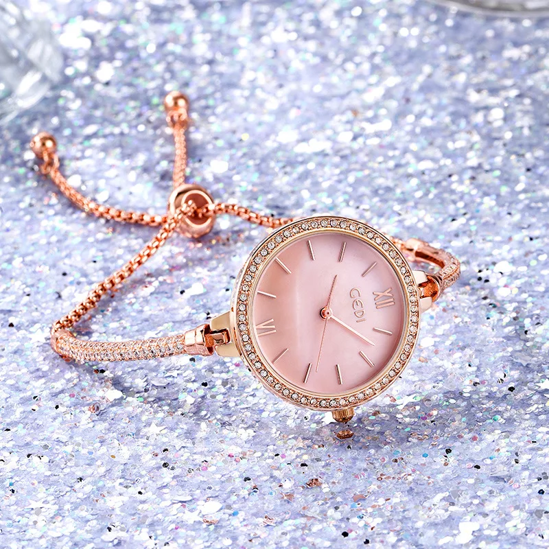 Female Clock Watches Bracelet GEDI Fashion Women Brand Rose-Gold Mimalism Elegant Casual