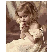 Diy масляная краска ing по номерам, краска по номеру наборы-Молитесь девочка 16*20 дюймов-PBN комплект для взрослых девочек Дети Рождество год Gi