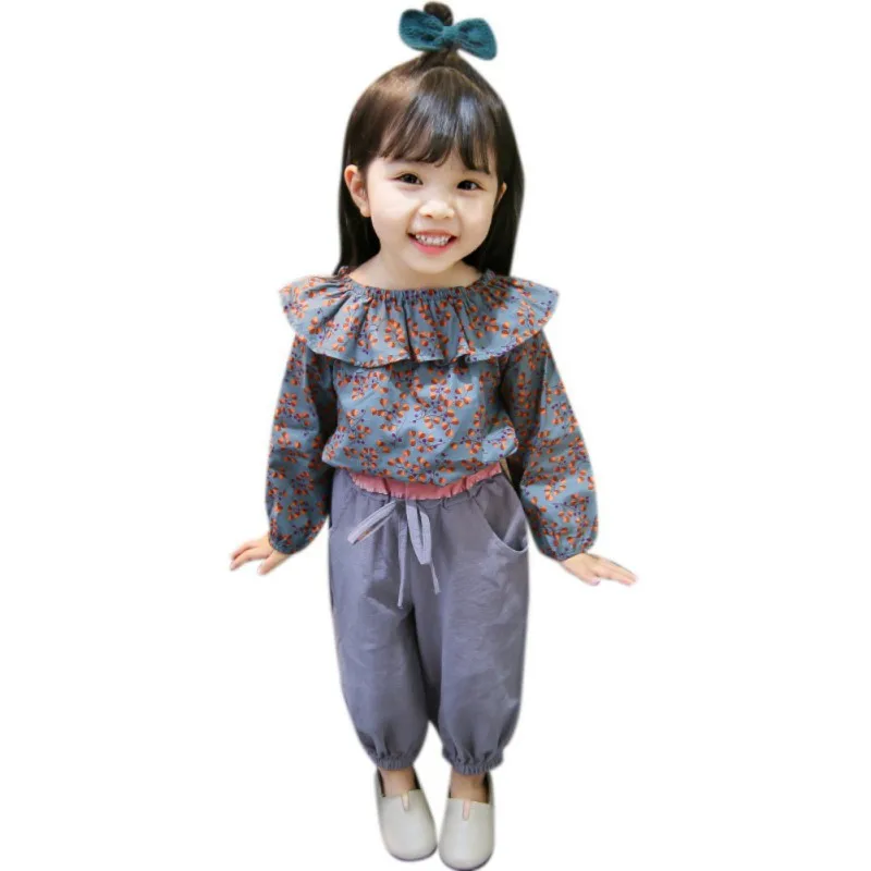

Girls Clothing Autumn Children Baby Girls Casual Cotton Long Sleeve O-Neck Floral Print T-shirt Tops+Pants Suits Costume Set