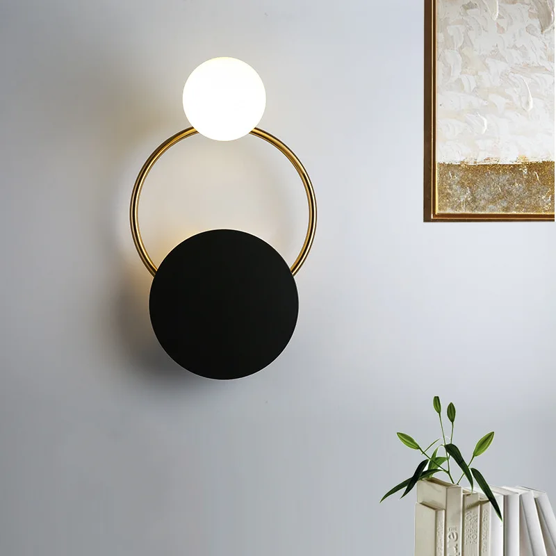 

Modern Minimalist Art Wall Decorative Lights Creative Light Iron Art Ring Wall Lamp