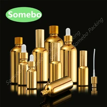 10 мл 15 мл 20 мл 30 мл 100 мл стеклянная бутылка с капельницей стеклянная Золотая банка