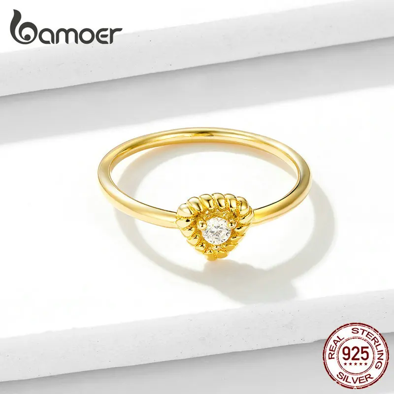 BAMOER, Рождество, 925 пробы, серебряное, треугольная форма, штабелируемое кольцо, микро Pave CZ, розовый цвет, женские свадебные ювелирные изделия BSR084
