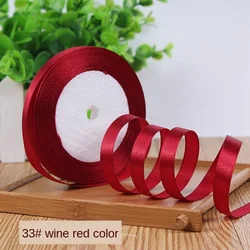 10mm Satin Ribbon - 25 Yards of White, Red, and Pink for DIY Crafts and Sewing Projects (Wine red)