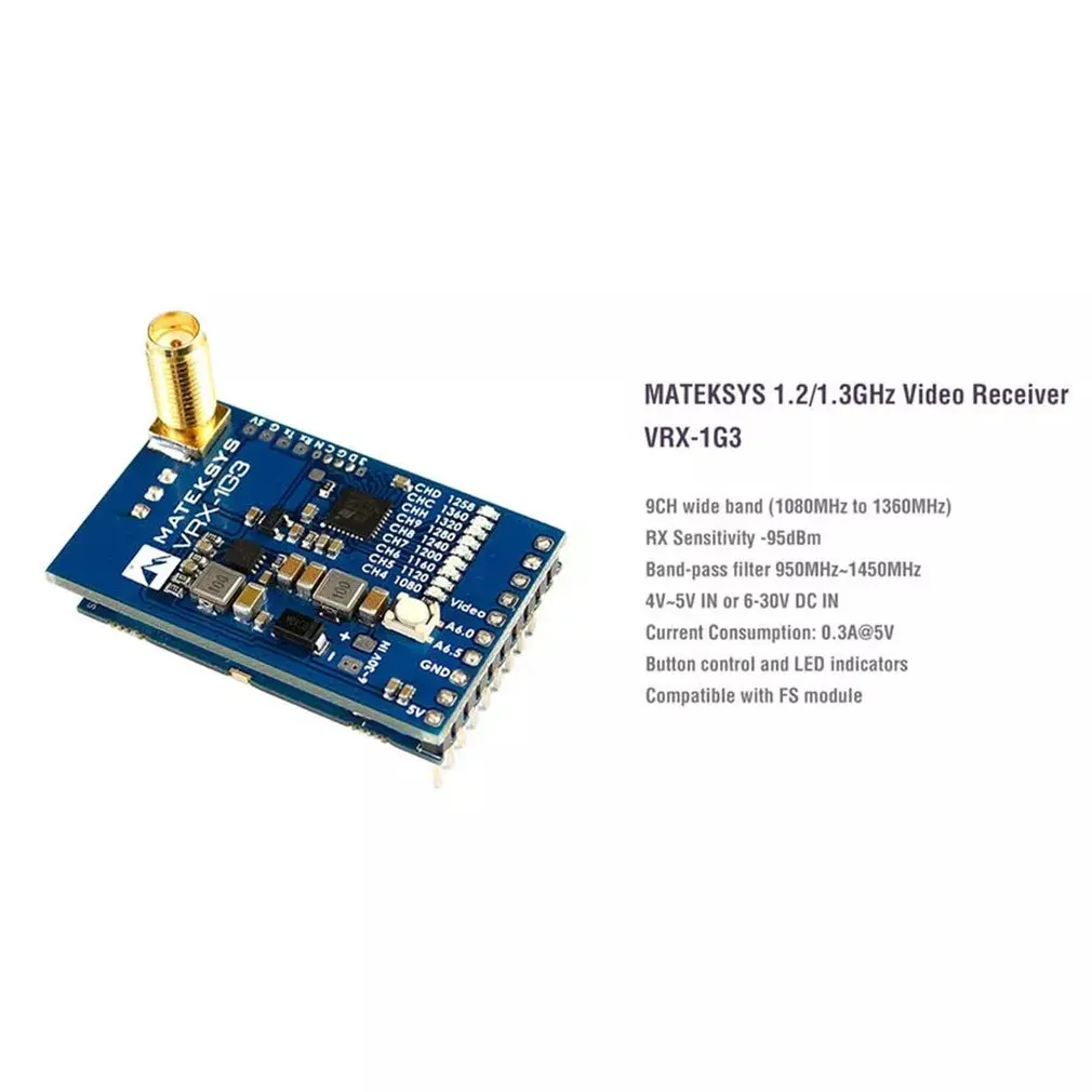 Matek System MATEKSYS VRX-1G3 1,2 ГГц 1,3 9CH FPV видео приемник для дрона с дистанционным управлением очки монитор
